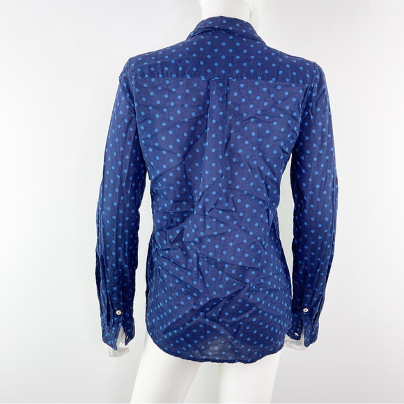 Birds Of Paradis by Trovata Women's Navy Blue Polka Dot Long Sleeve Shirt Size S - Picture 8 of 11